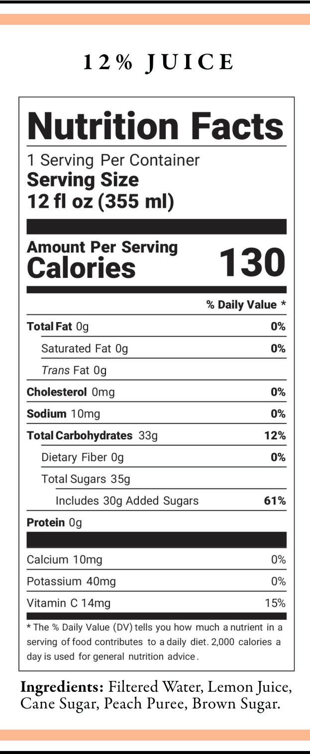 Peach Lemonade 12oz (12 pack)